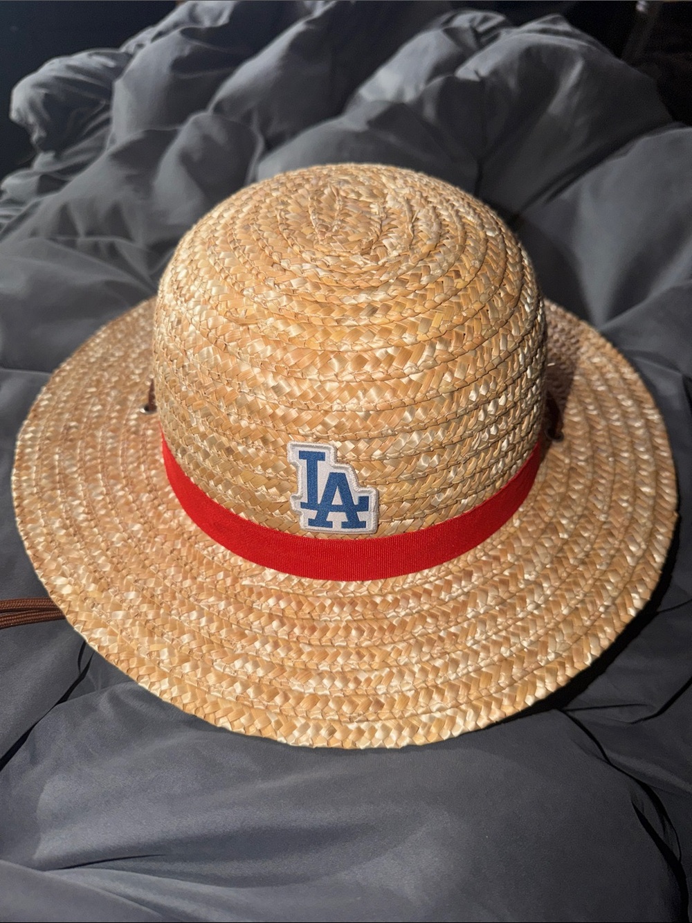 Onepiece 2026 LA dodgers Logo Straw Sun Hat Natural with Red Band